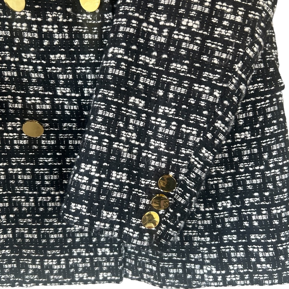 Maeve Black & White Tweed Blazer with Gold Buttons - Picture 5 of 13
